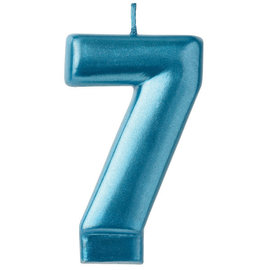 Numeral Candle #7 - Blue Metallic