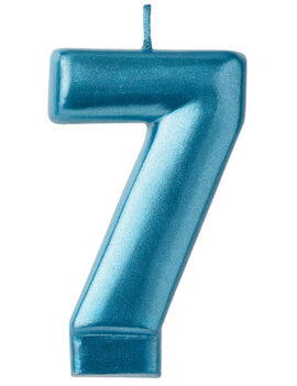 Numeral Candle #7 - Blue Metallic