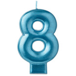 Numeral Candle #8 - Blue Metallic