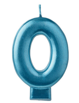 Numeral Candle #0 - Blue Metallic