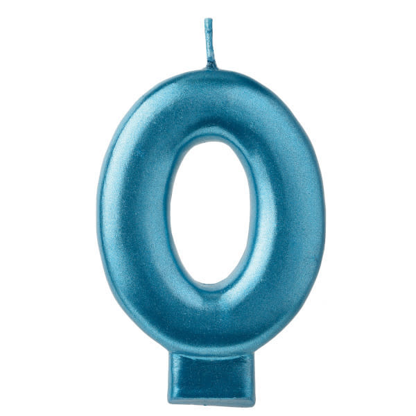 Numeral Candle #0 - Blue Metallic