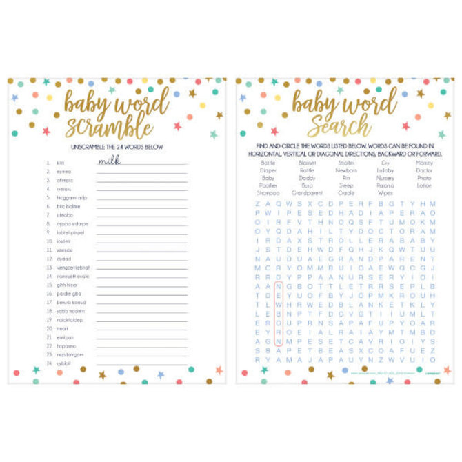 Baby Shower 2-in-1 Word Game, 24ct