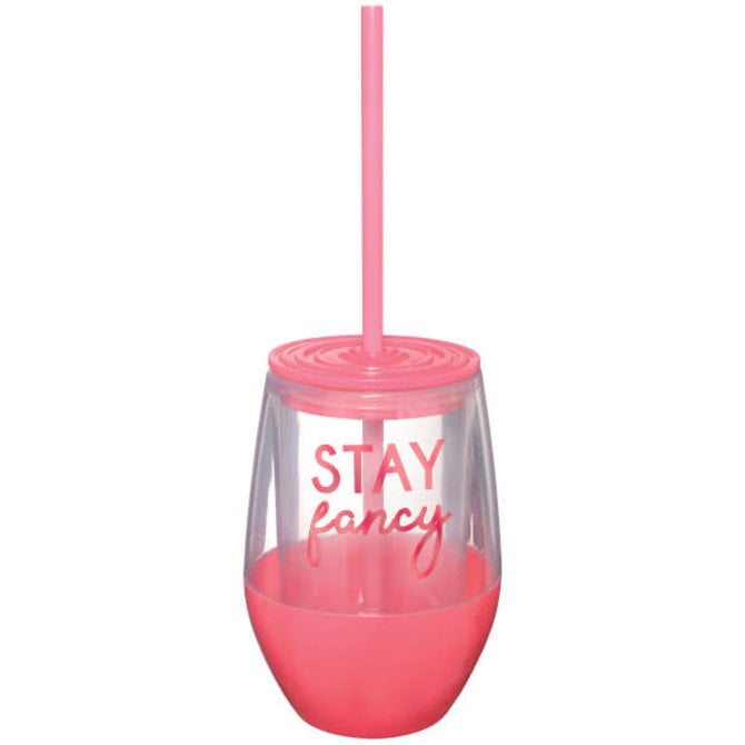 "Stay Fancy" Stemless Straw Cup, 10 oz.*