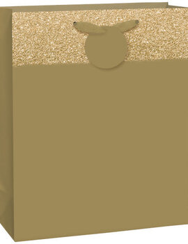 Matte Large Bag w/Glitter Band-Gold, with hangtag