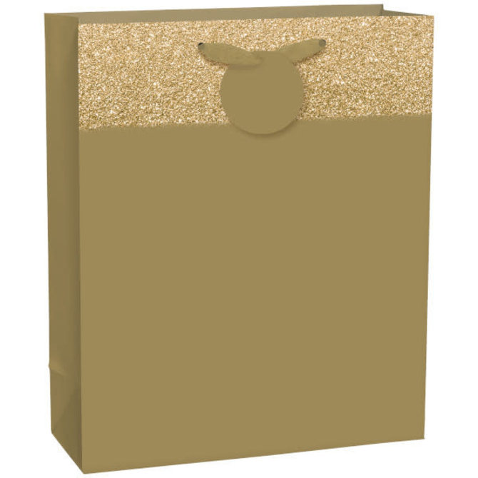 Matte Large Bag w/Glitter Band-Gold, with hangtag