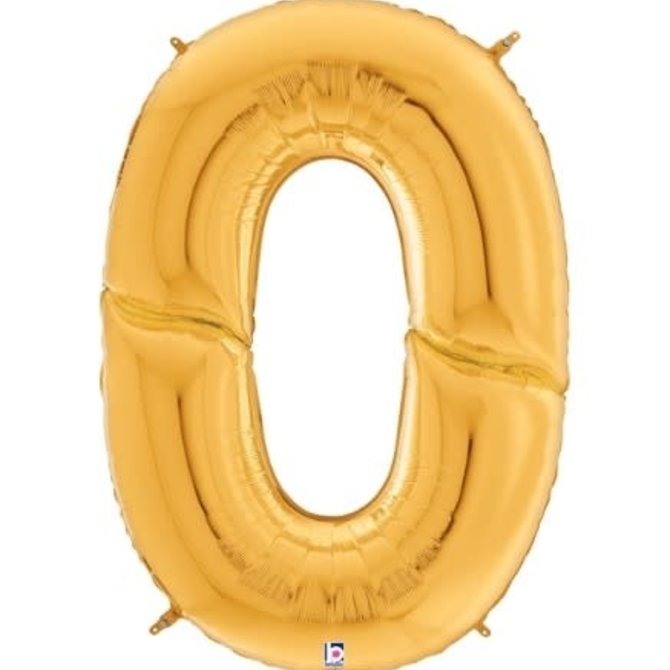 Gigaloon Gold Number 0 Shape Foil Balloon, 64"
