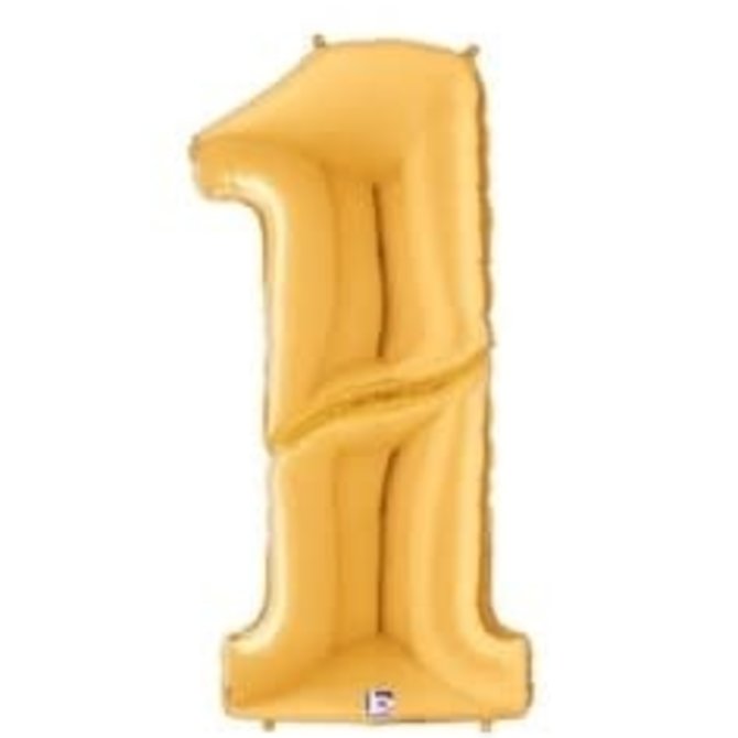 Gigaloon Gold Number 1 Shape Foil Balloon, 64"