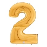 Gigaloon Gold Number 2 Shape Foil Balloon, 64"