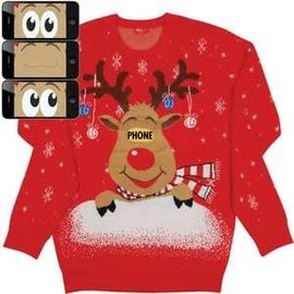 Red Moving Eyes Rudolph- Christmas Sweater