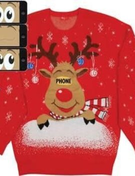 Red Moving Eyes Rudolph- Christmas Sweater