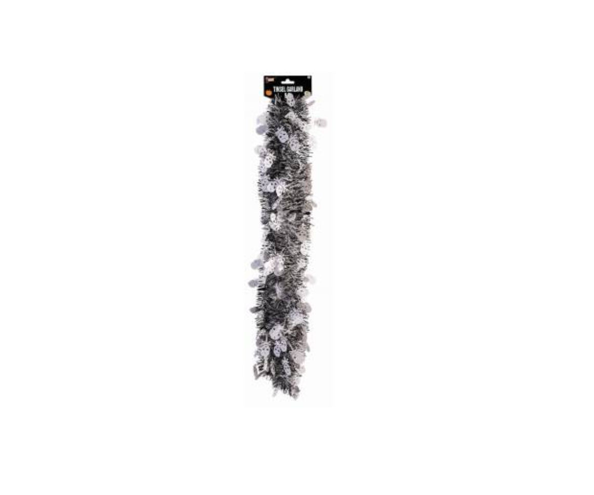 9' Skulls Tinsel Garland