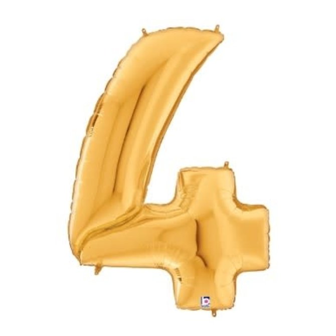 Gigaloon Gold Number 4 Shape Foil Balloon, 64"