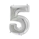 Gigaloon Silver Number 5 Shape Foil Balloon, 64"