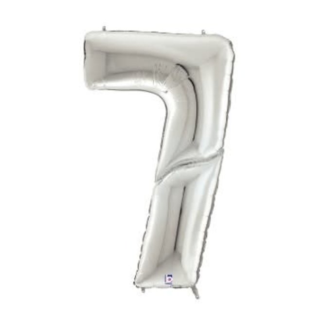 Gigaloon Silver Number 7 Shape Foil Balloon, 64"