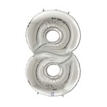 Gigaloon Silver Number 8 Shape Foil Balloon, 64"