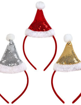 Sequin Santa Hat Headband- Assorted