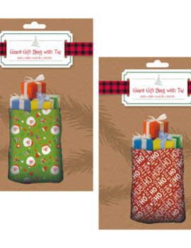 Christmas Print Gift Bag Giant w/Rope Tie -36x48in