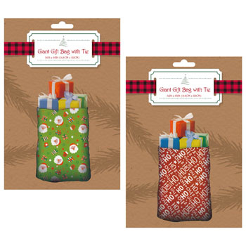 Christmas Print Gift Bag Giant w/Rope Tie -36x48in