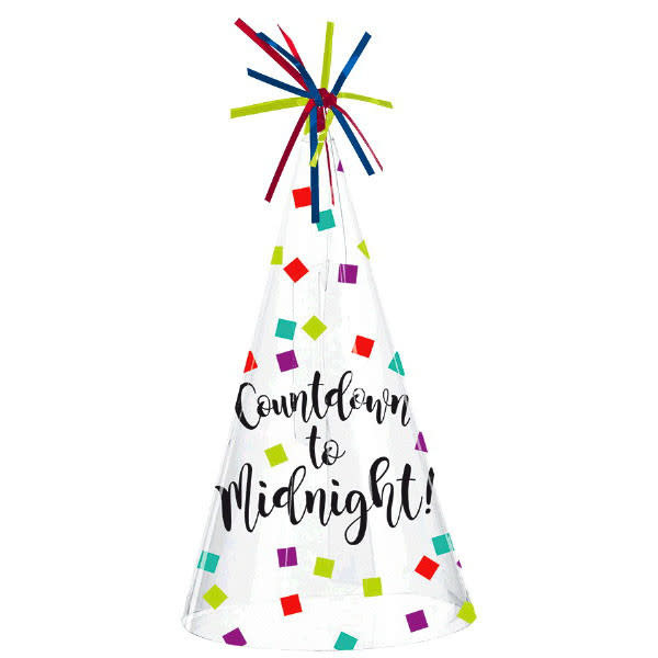 New Year's Plastic Cone Hat - Jewel Tone