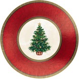 Classic Christmas Tree Metallic Plates, 7" -8ct