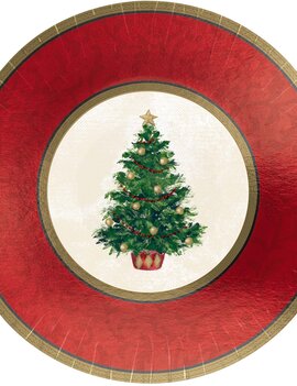 Classic Christmas Tree Metallic Plates, 7" -8ct