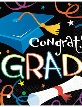 Colorful Grad Celebration Beverage Napkins, 16 ct
