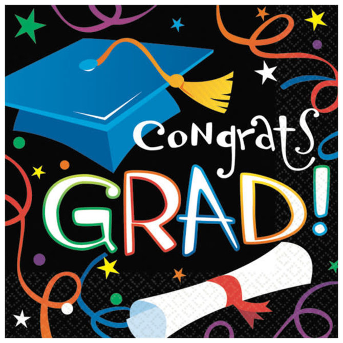 Colorful Grad Celebration Beverage Napkins, 16 ct