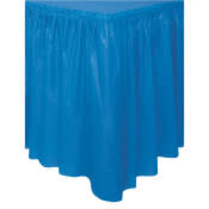 Royal Blue Solid Plastic Table Skirt