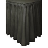 Jet Black Solid Color Plastic Table Skirt, 14' x 29"