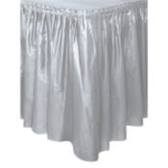 Silver solid plastic table skirt