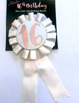 Rose Gold 16th Rosette Badge