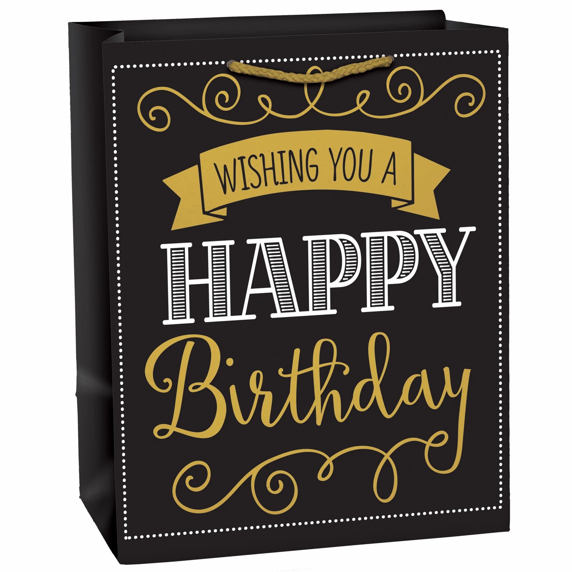 Elegant Black Birthday Medium Gift Bag