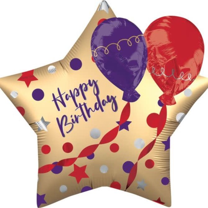 Satin Birthday Star Balloon -28"