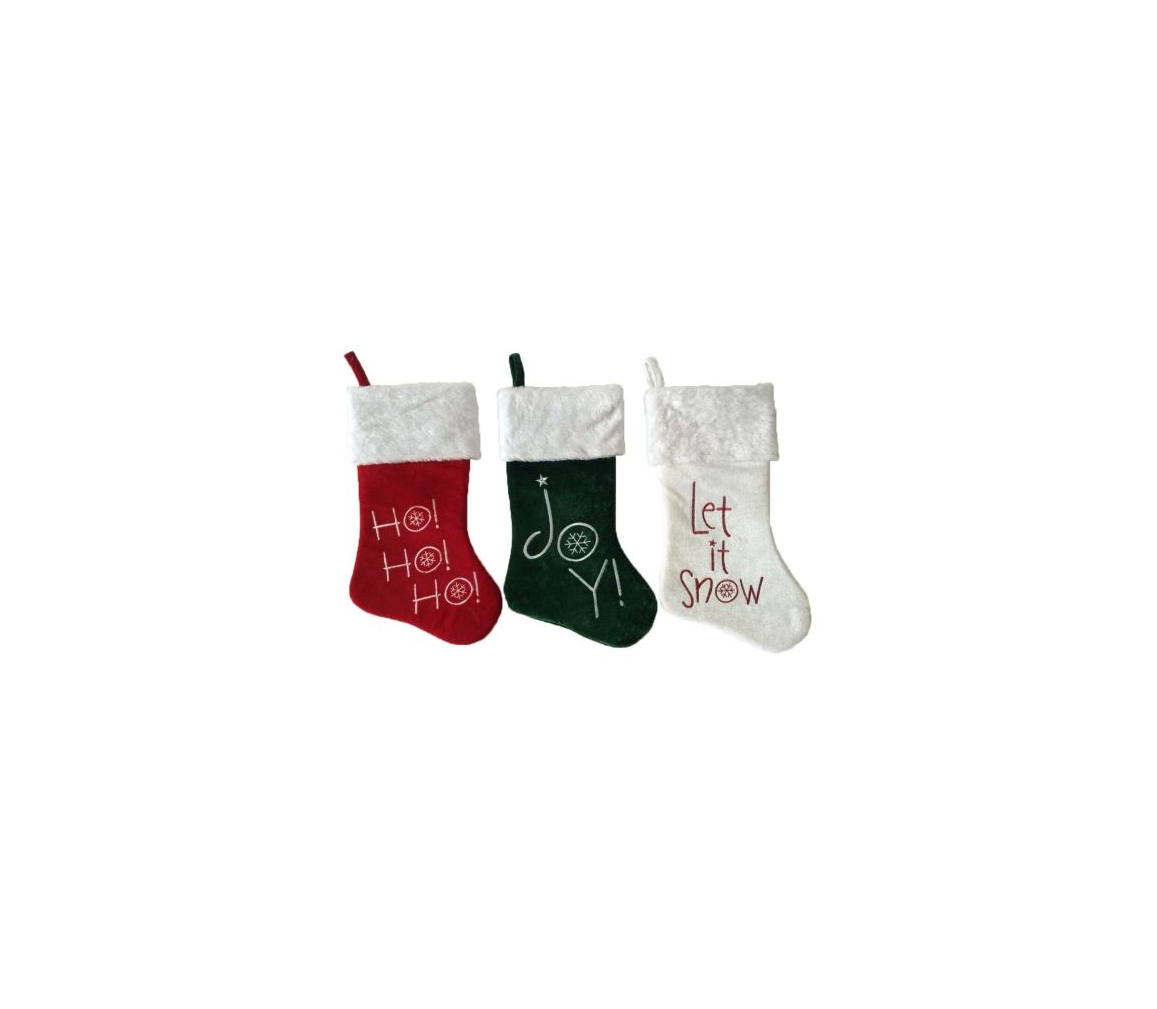 Embroidered Sayings Plush Cuff Stocking -19"