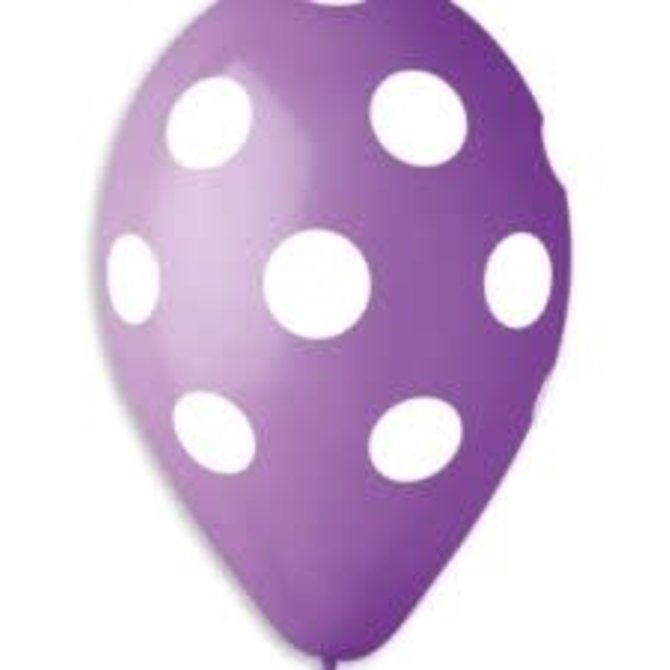 Polka Dot Lavender-White 12" Latex Balloons, 50ct *