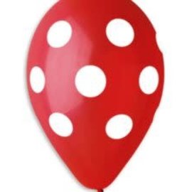 Polka Dot Red-White 12" Latex Balloons, 50ct *