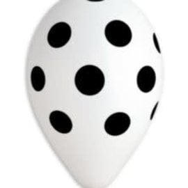 Polka Dot White-Black 12" Latex Balloons, 50ct *