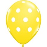 Polka Dots Yellow-White 12" Latex Balloons, 50ct *