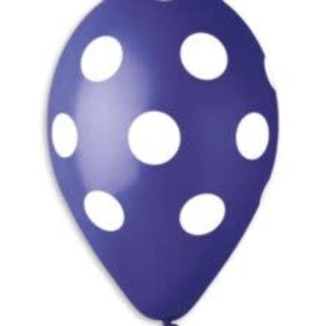 Polka Dot Navy Blue-White 12" Latex Balloons *