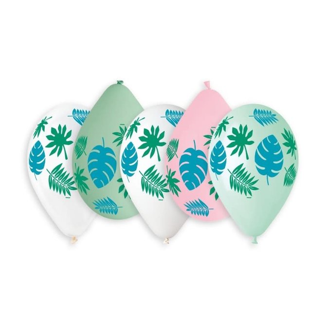 Tropical Leaves 12" Printed Latex Balloons, 50ct