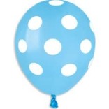 Polka Dot Light Blue-White 12" Latex Balloons, 50ct *