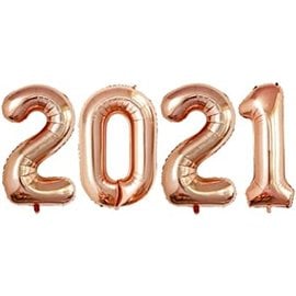 Air-Filled 2021 Rose Gold Foil Balloons, 16"