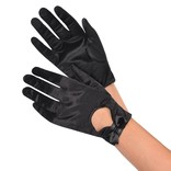 Black Satin Bow Gloves