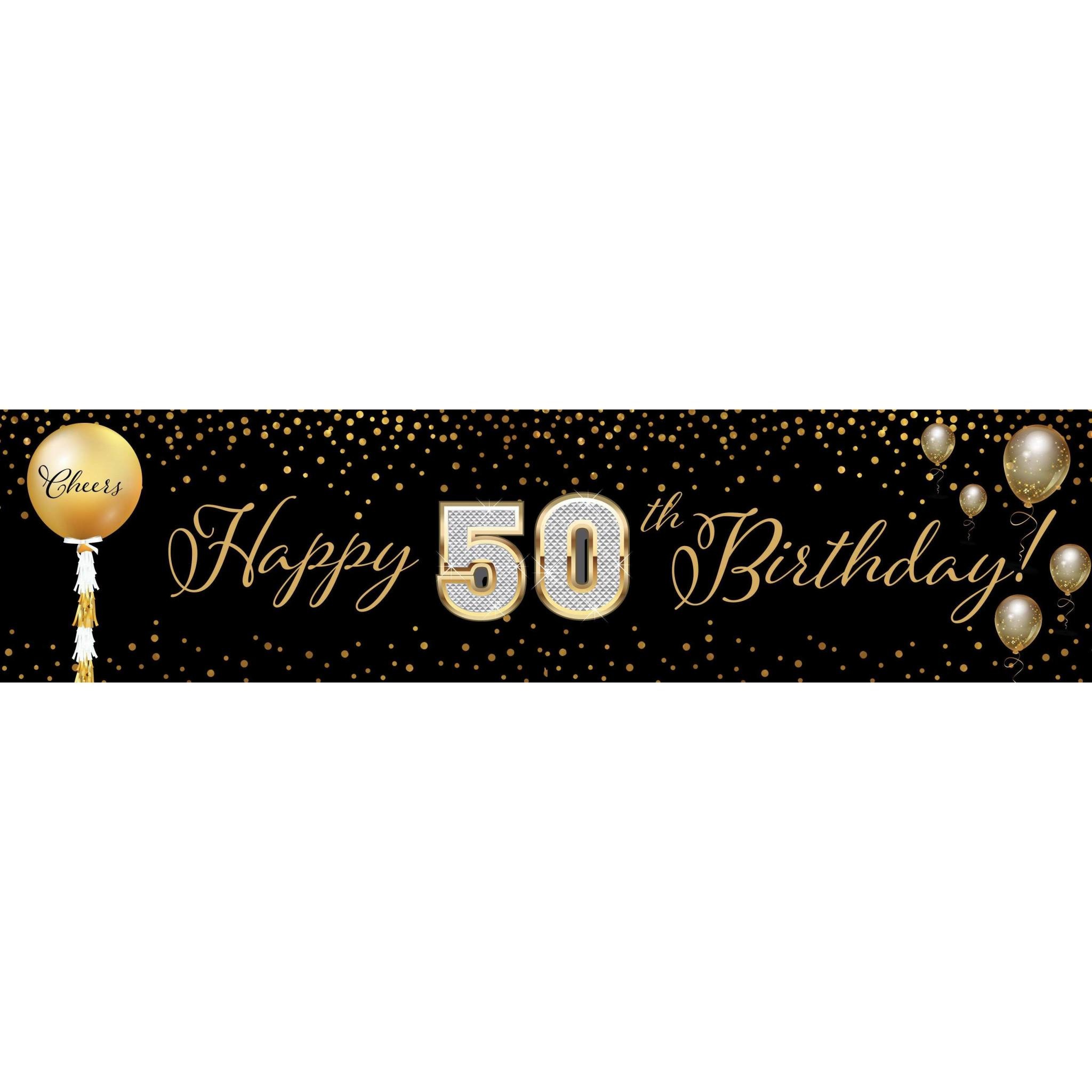 Cheers to 50 Banner, 4 x 1