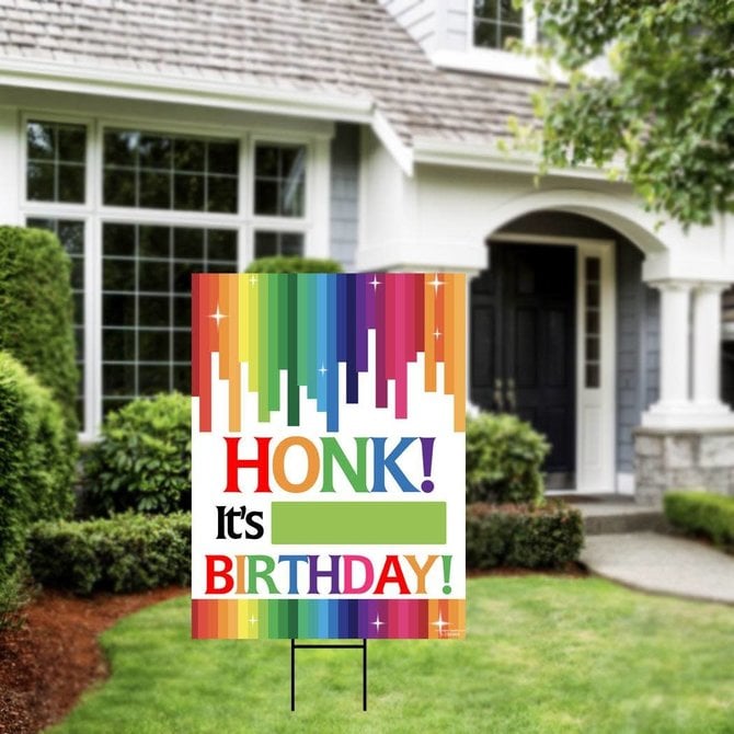 Honk It's My Birthday - Rainbow Yard Sign