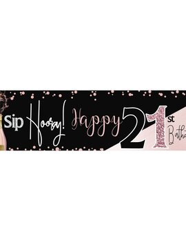 Sip Sip Hooray 21st Banner, 4 x 1