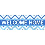 Welcome Home Blue Chevron Banner, 4 x 1