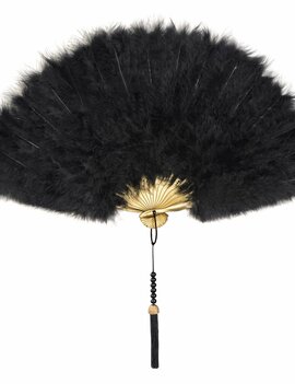 Roaring 20's Black Feathered Fan