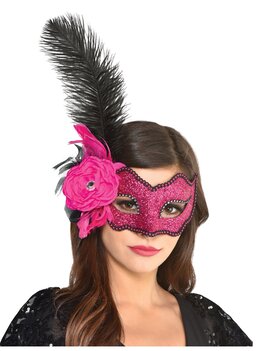 *Intrigue Feather Mask Pink