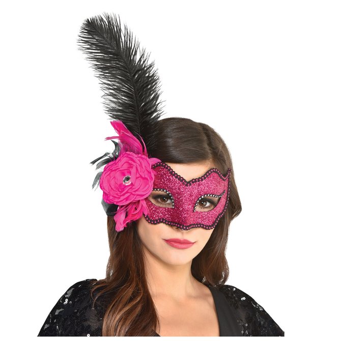 *Intrigue Feather Mask Pink